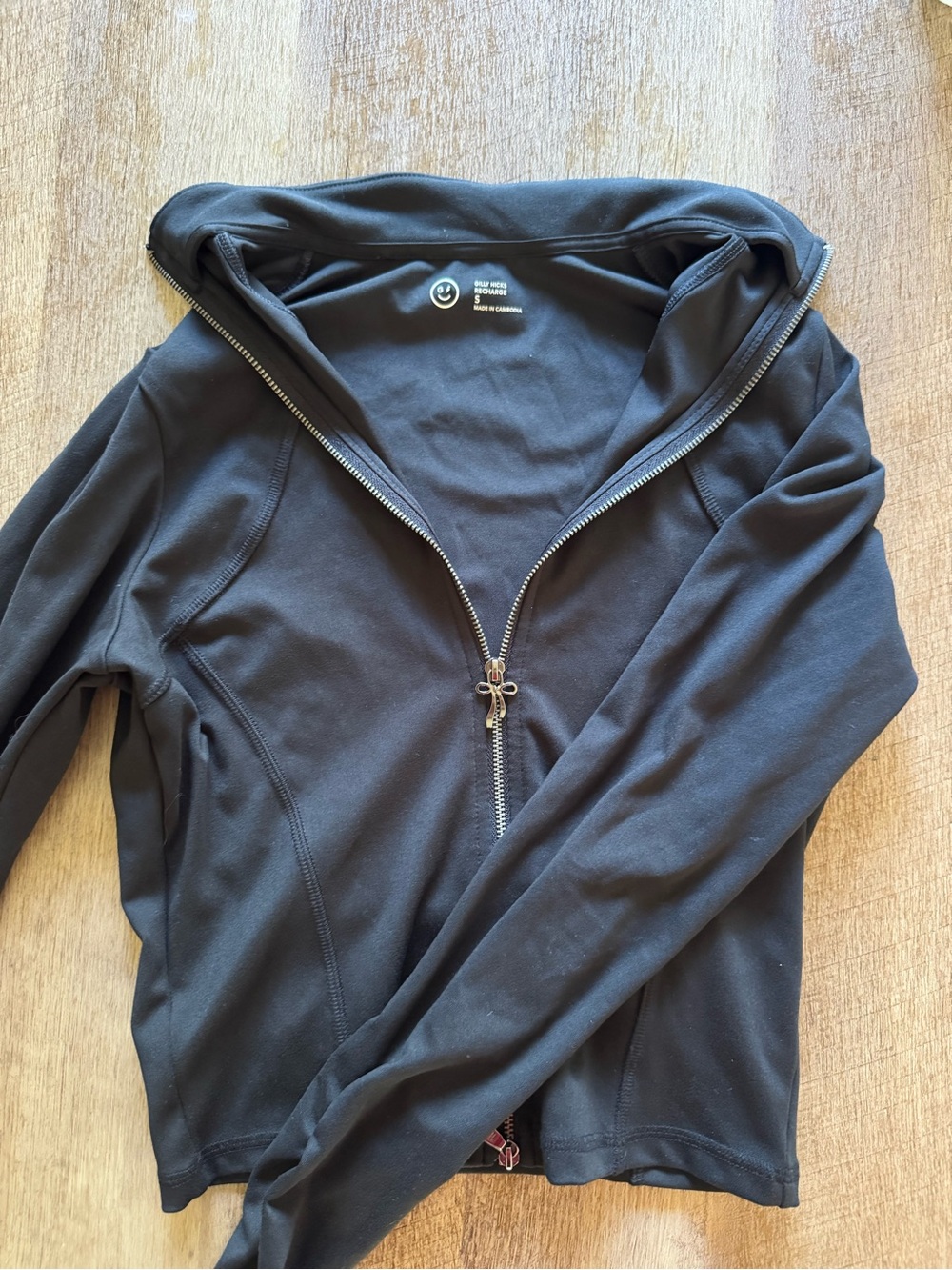 Gilly Hicks Black Full-Zip Hooded Sweater